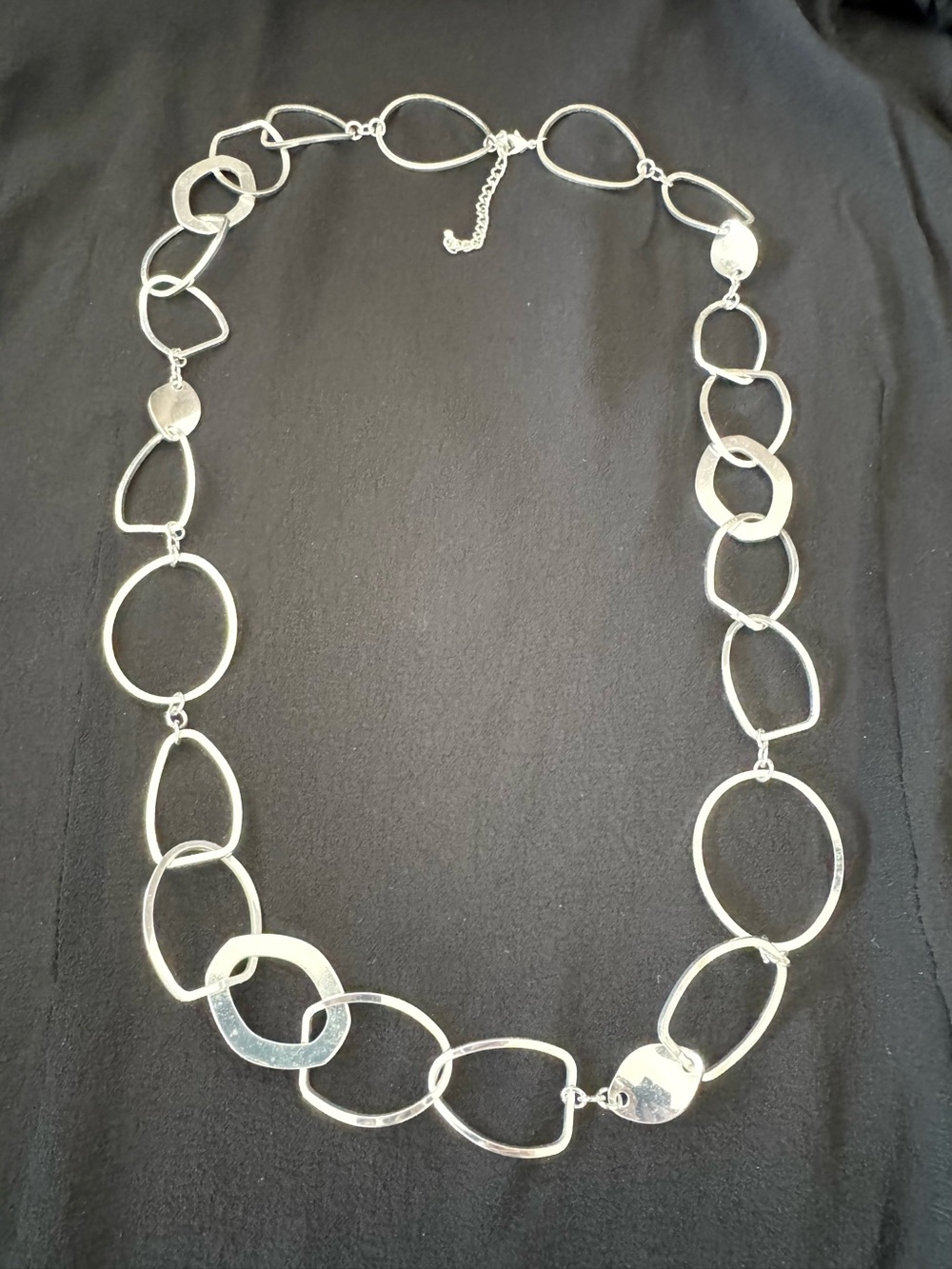 Vintage Silver Linked Circle Necklace, 30” with 3” extender